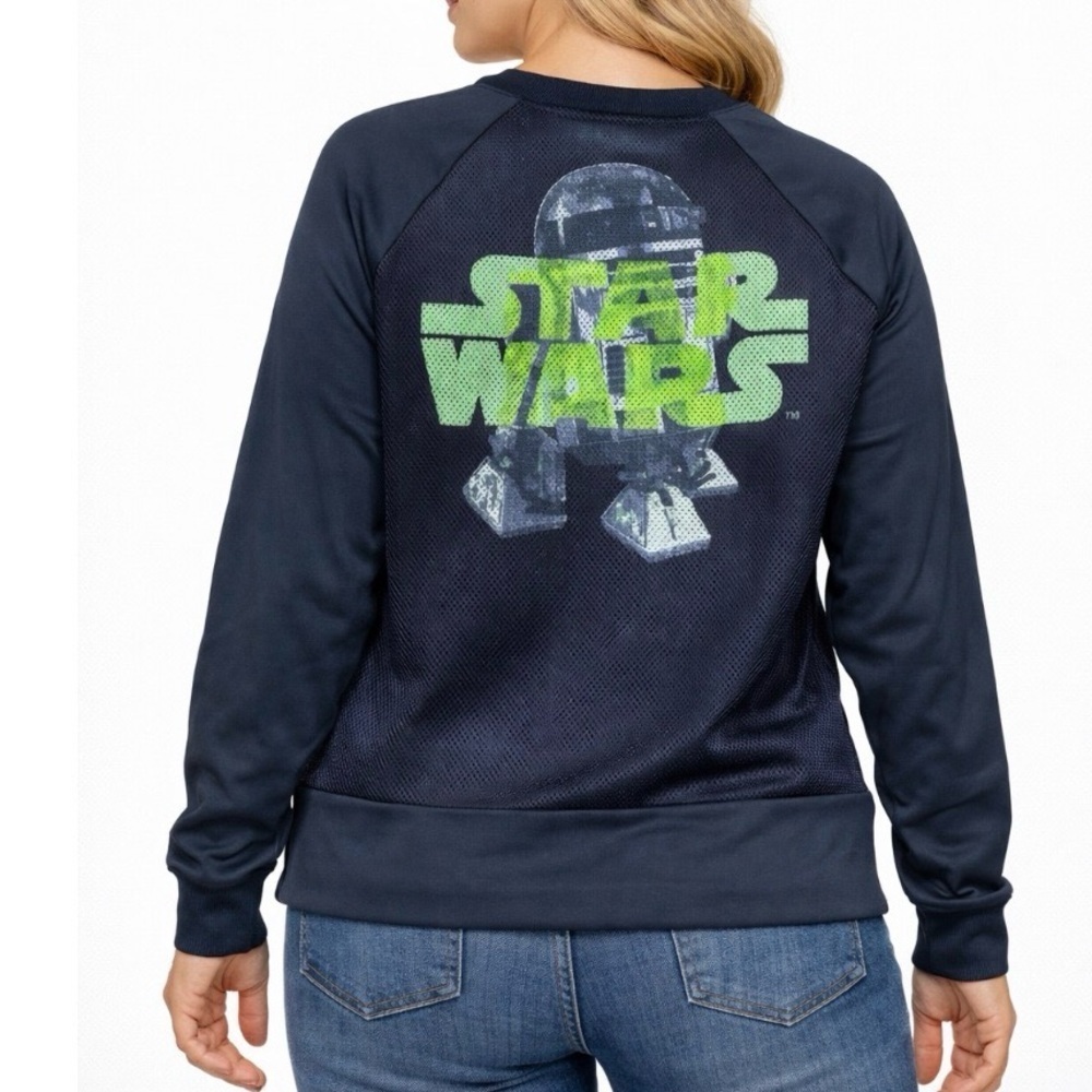 Star Wars jacket Black Mesh full zip up Polyester/Spandex, Size M lightweight